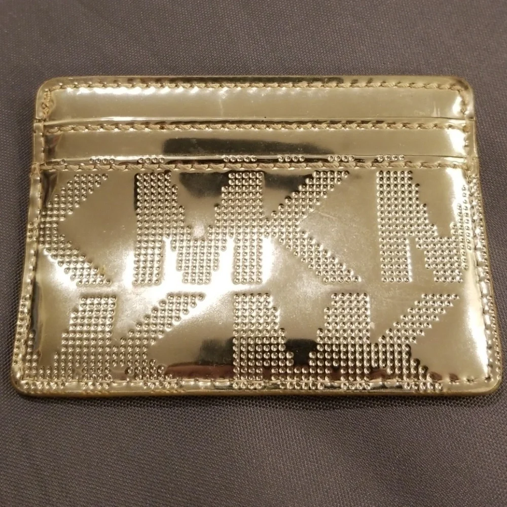 💕Michael Kors💕 Gold Logo Embossed Card Wallet